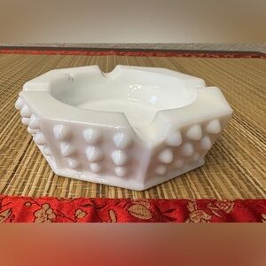 Fenton Hobnail White Milk Glass Octagon 4" Ashtray Vintage